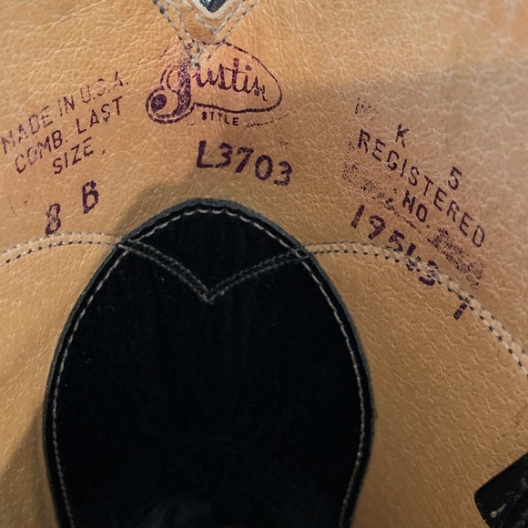 Black Justin  L3703 Boots. size 8. Would fit sz 8 and 8.5 ... - Picture 8 of 8